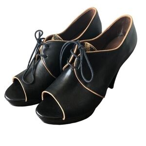 Fortress of Inca Open Toe Heels Black Size 9.5-10